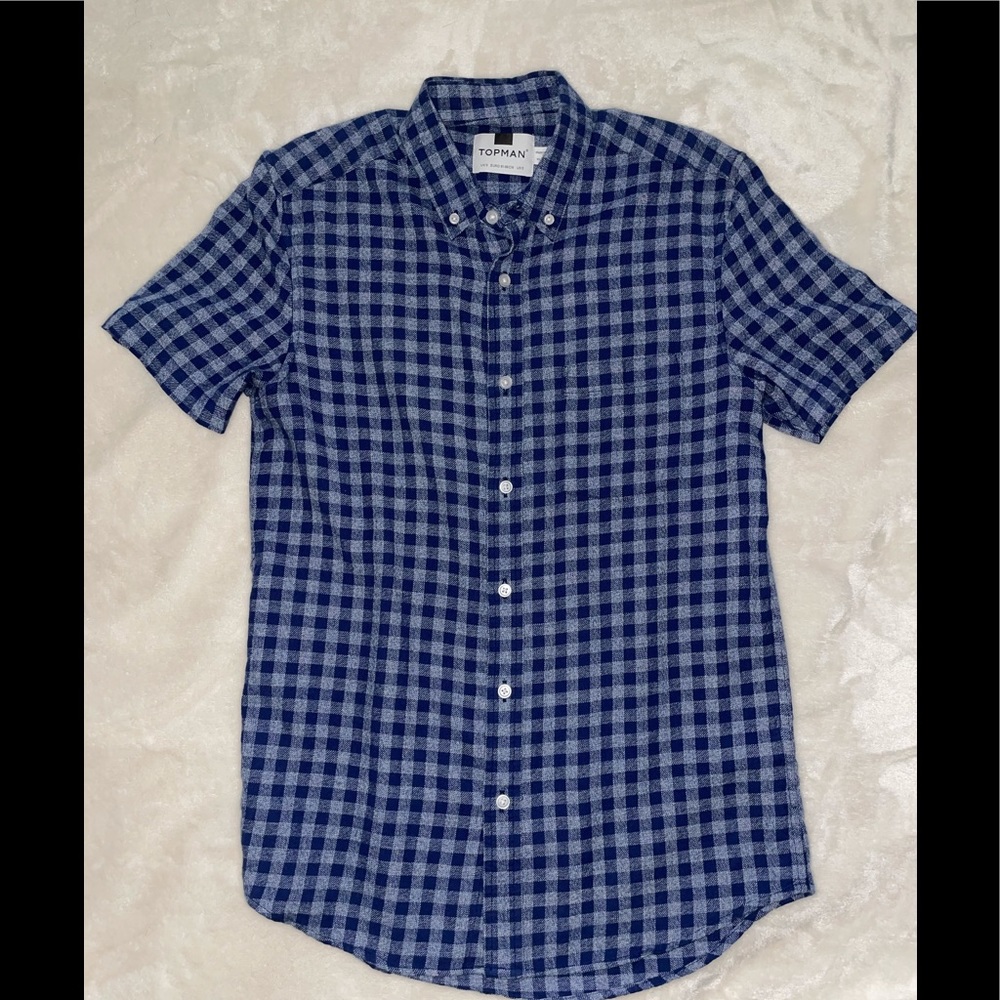 Men’s Small Topman Plaid Button-Down Short Sleeve